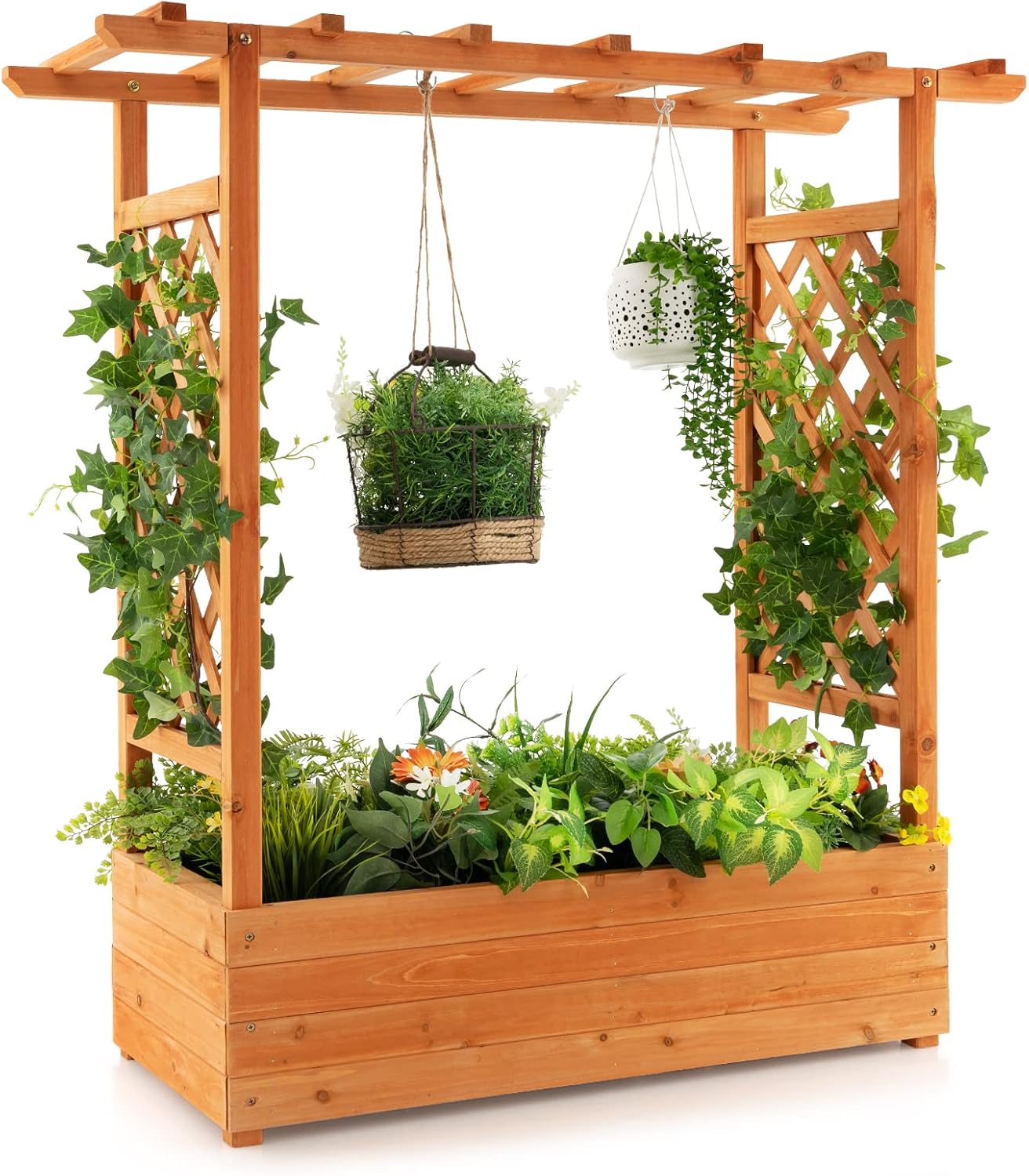 Raised Garden Bed - Canteiro Elevado de Madeira com Treliça